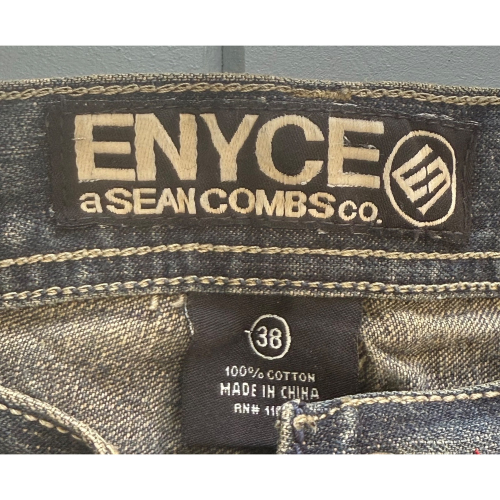 Vintage Enyce Jeans Mens Baggy Wide Leg Embroidered Zip Pocket 38x32 - Picture 6 of 10
